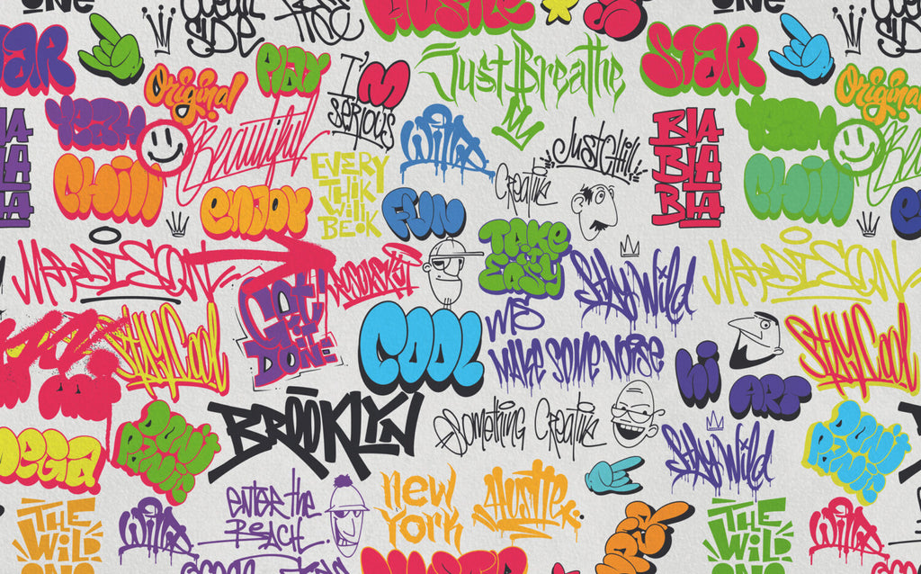 Colourful Graffiti Wallpaper : Neon Street Art Lettering Mural - View 2