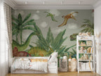 Dinosaur Jungle Wallpaper : Watercolour Prehistoric Forest Mural - View 6