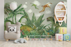 Dinosaur Jungle Wallpaper : Watercolour Prehistoric Forest Mural - View 3