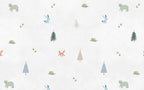 Little Forest Animals Wallpaper : Minimal Trees Nursery Pattern - View 2