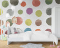 Painted Polka Dot Wallpaper : Colourful Brush Circles Pattern