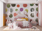 Painted Polka Dot Wallpaper : Colourful Brush Circles Pattern - View 6
