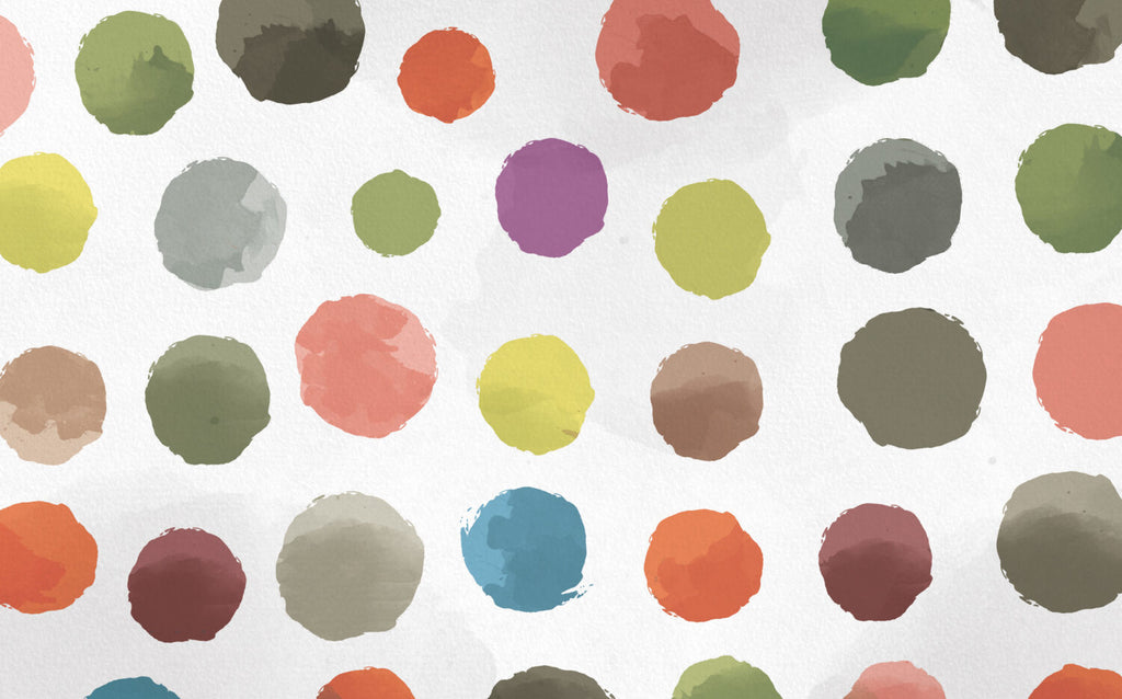 Painted Polka Dot Wallpaper : Colourful Brush Circles Pattern - View 2
