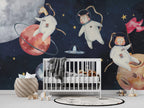 Space Animal Astronauts Wallpaper : Watercolour Galaxy Kids Mural - View 4