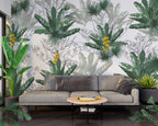 Line Art Banana Leaf Wallpaper : Sketch Tropical Mural - View 3