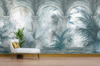 Blue Palace Garden Wallpaper : Arched Colonnade Palm Mural