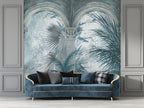 Blue Palace Garden Wallpaper : Arched Colonnade Palm Mural - View 6