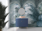 Blue Palace Garden Wallpaper : Arched Colonnade Palm Mural - View 4