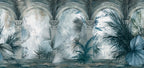 Blue Palace Garden Wallpaper : Arched Colonnade Palm Mural - View 2