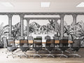 Black White Palace Garden Wallpaper : Sketch Village Palm Mural