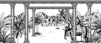 Black White Palace Garden Wallpaper : Sketch Village Palm Mural - View 2