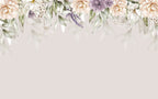 Hanging Flower Garland Wallpaper : Soft Taupe Floral Mural - View 2