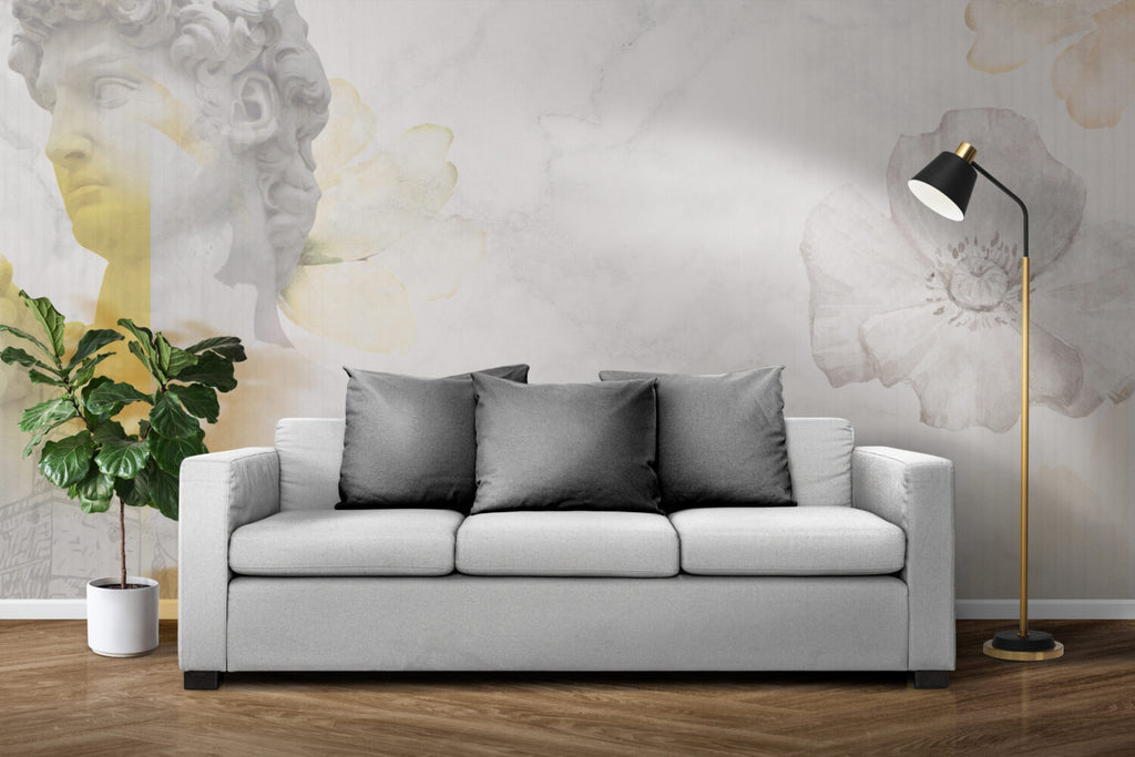 White Marble Classical Wallpaper : Gold Vein Statue Mural - View 5