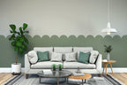 Green Scallop Wainscot Wallpaper : Two-Tone Arch Border Mural - View 5