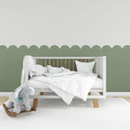 Green Scallop Wainscot Wallpaper : Two-Tone Arch Border Mural - View 6