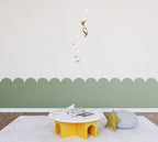 Green Scallop Wainscot Wallpaper : Two-Tone Arch Border Mural - View 4