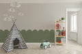 Green Scallop Wainscot Wallpaper : Two-Tone Arch Border Mural