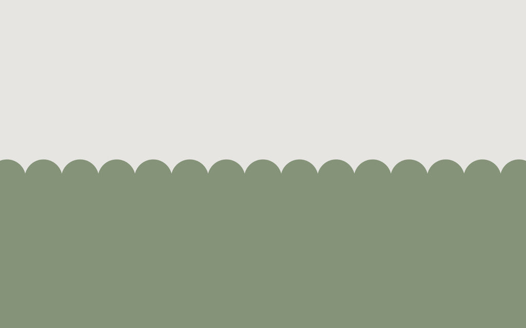 Green Scallop Wainscot Wallpaper : Two-Tone Arch Border Mural - View 2