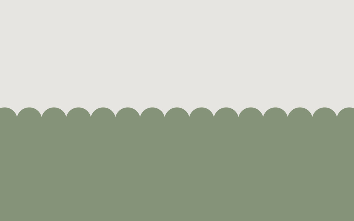 Green Scallop Wainscot Wallpaper : Two-Tone Arch Border Mural - View 2