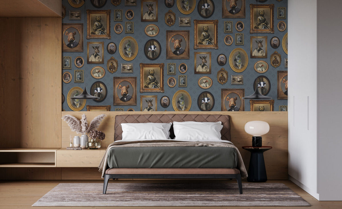 Animal Portrait Gallery Wallpaper : Framed Gentleman Animals Mural - View 3