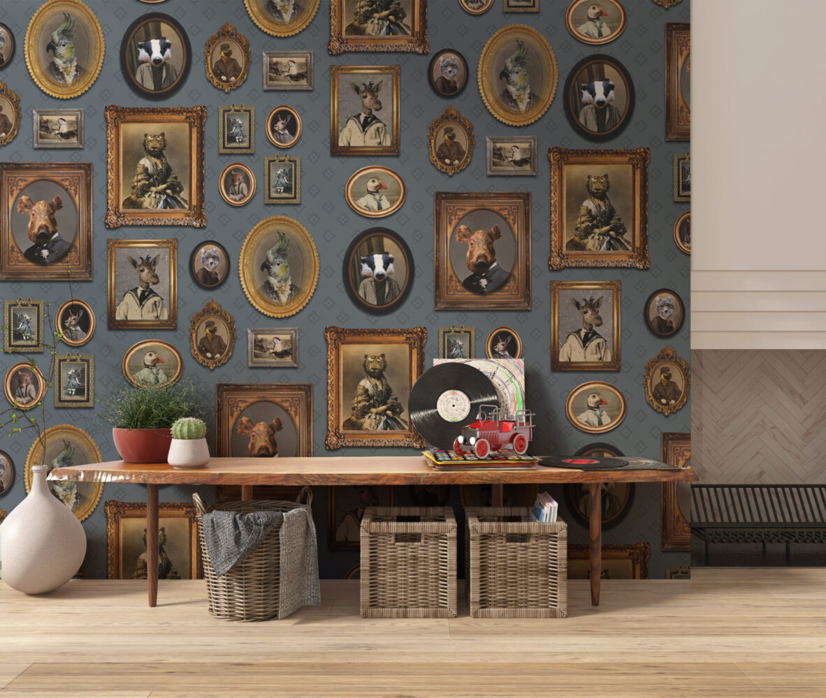 Animal Portrait Gallery Wallpaper : Framed Gentleman Animals Mural - View 5