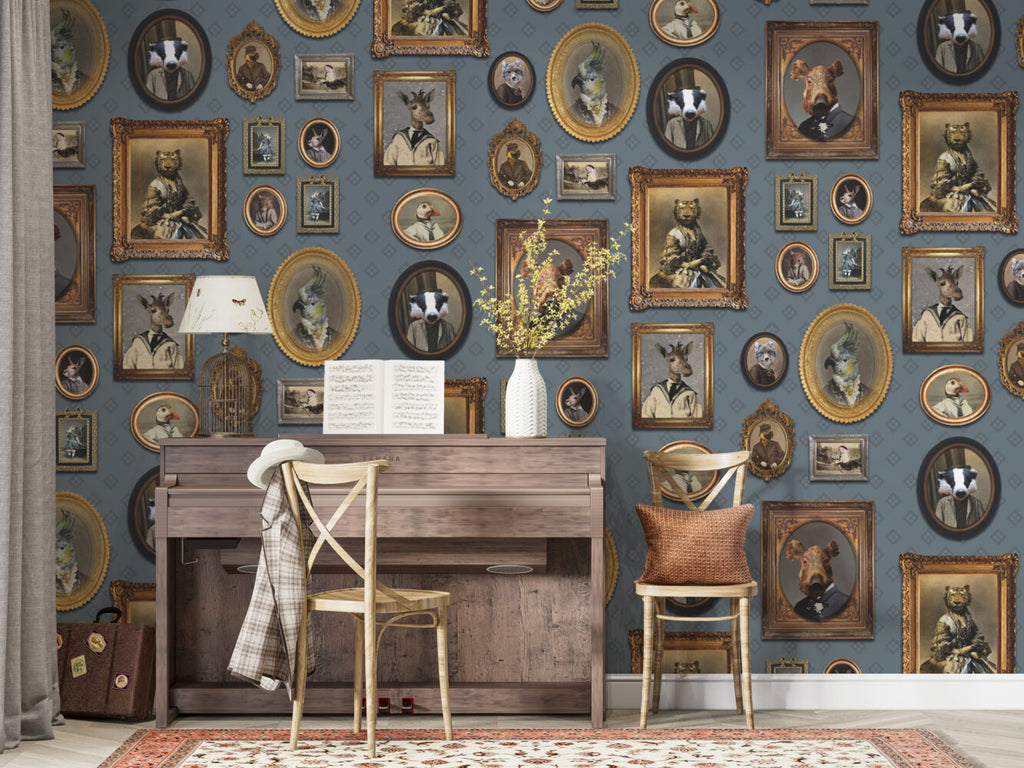 Animal Portrait Gallery Wallpaper : Framed Gentleman Animals Mural - View 6
