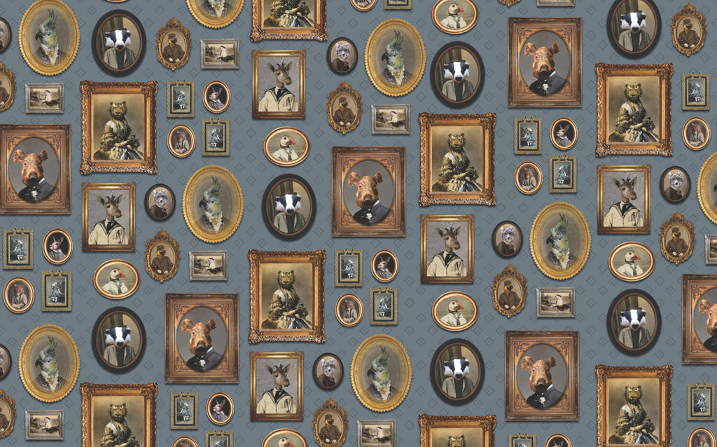 Animal Portrait Gallery Wallpaper : Framed Gentleman Animals Mural - View 2