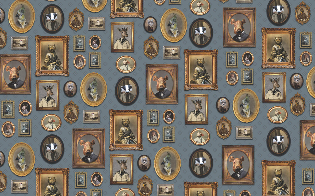 Animal Portrait Gallery Wallpaper : Framed Gentleman Animals Mural - View 2