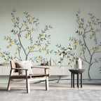 Lemon Tree Branch Wallpaper : Soft Mint Citrus Mural