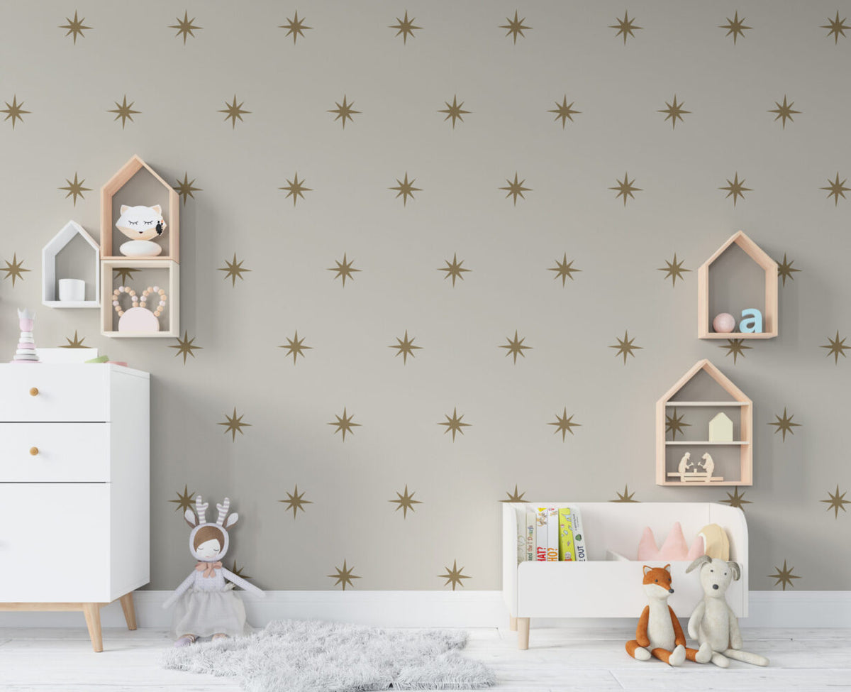 Gold Star Beige Wallpaper : Minimal Sparkle Pattern - View 5