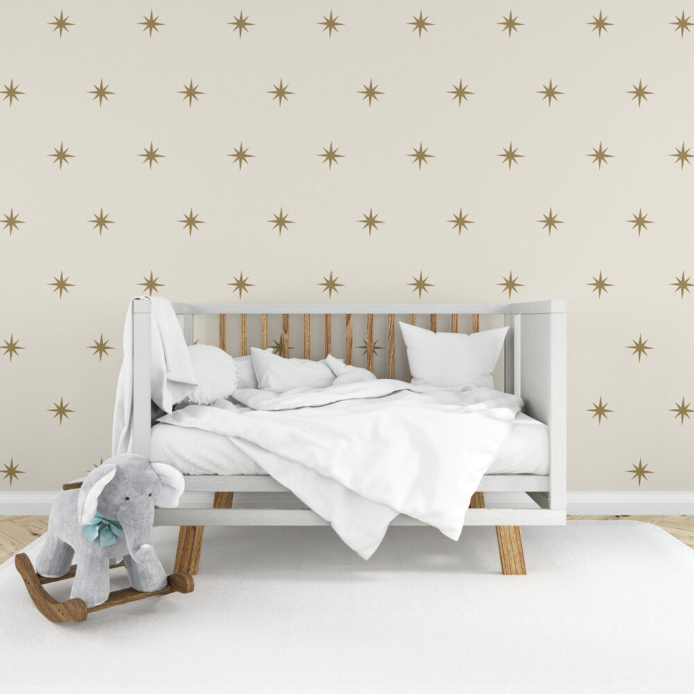 Gold Star Beige Wallpaper : Minimal Sparkle Pattern - View 4