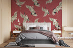 Red Flying Crane Wallpaper : Japanese Crane Pattern - View 3