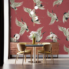 Red Flying Crane Wallpaper : Japanese Crane Pattern - View 5
