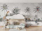 Grey Sketch Palm Wallpaper : Toucan Jungle Animals Mural - View 6