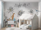 Grey Sketch Palm Wallpaper : Toucan Jungle Animals Mural - View 4