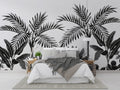 Black White Palm Leaf Wallpaper : Monochrome Tropical Mural