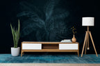 Navy Tropical Leaf Wallpaper : Dark Blue Palm Mural - View 3