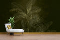 Olive Tropical Leaf Wallpaper : Dark Olive Palm Mural
