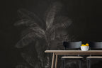 Charcoal Tropical Leaf Wallpaper : Dark Grey Palm Mural - View 5