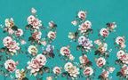 Turquoise Vintage Rose Wallpaper : Peony Floral Pattern - View 2
