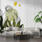 Green Line Art Botanical Wallpaper : Boho Leaf Shapes Mural - View 6