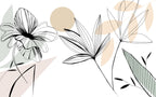 Soft Line Art Floral Wallpaper : Blush Boho Leaf Mural - View 2