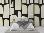 Black Cream Abstract Shapes Wallpaper : Bold Block Mural - View 3