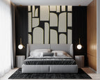 Black Cream Abstract Shapes Wallpaper : Bold Block Mural - View 6