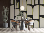 Black Cream Abstract Shapes Wallpaper : Bold Block Mural - View 4