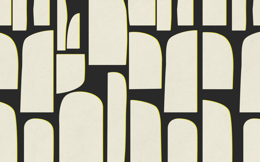 Black Cream Abstract Shapes Wallpaper : Bold Block Mural - View 2