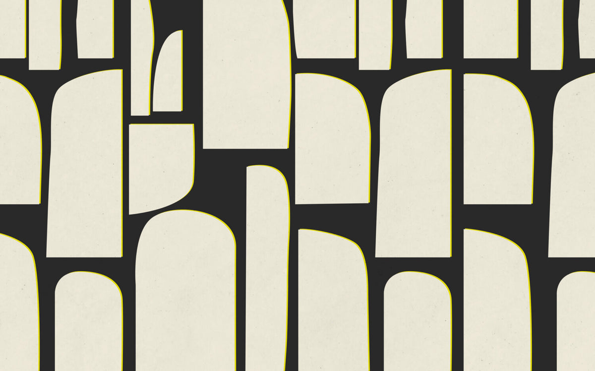Black Cream Abstract Shapes Wallpaper : Bold Block Mural - View 2
