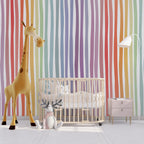 Rainbow Stripe Kids Wallpaper : Painted Vertical Stripes Pattern
