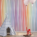Rainbow Stripe Kids Wallpaper : Painted Vertical Stripes Pattern - View 6