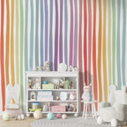 Rainbow Stripe Kids Wallpaper : Painted Vertical Stripes Pattern - View 3